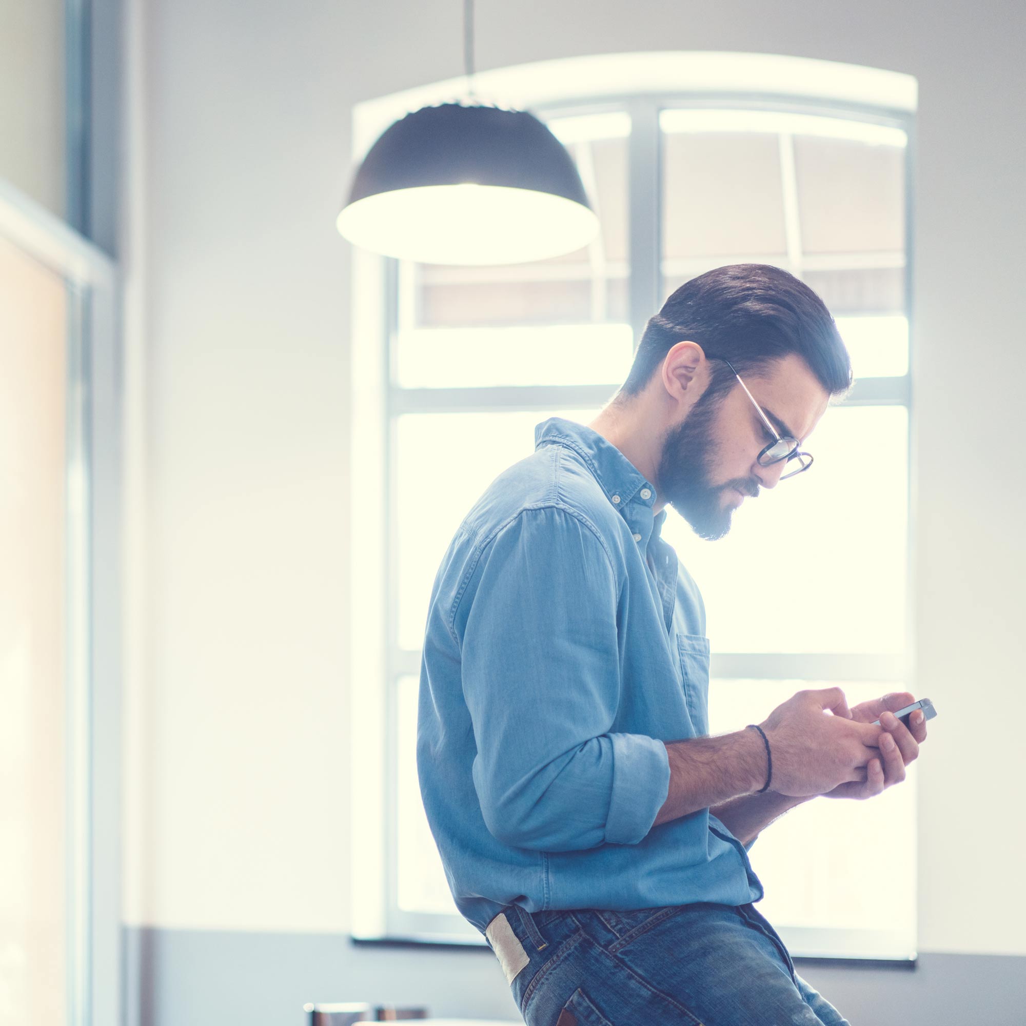 man checking his phone