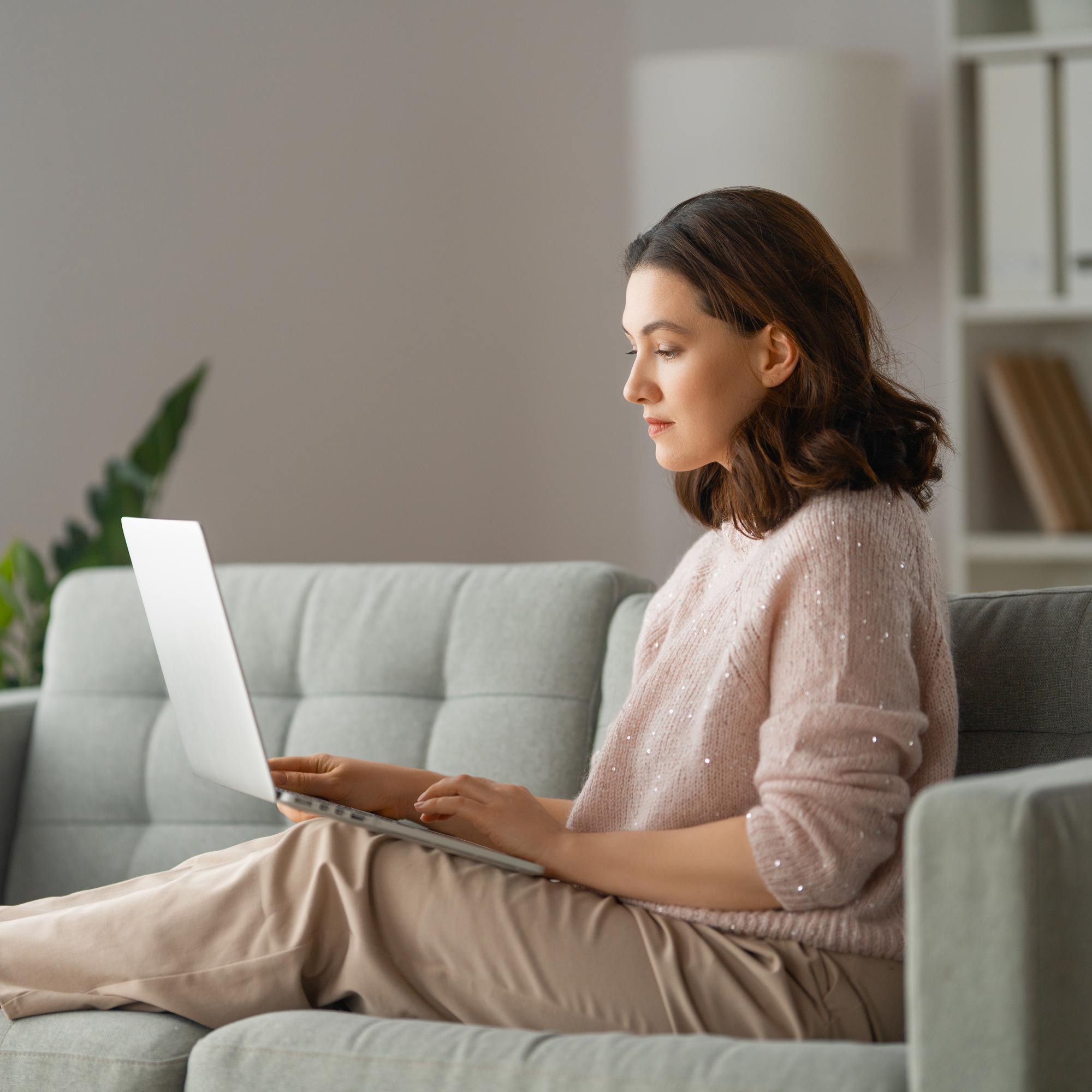 Woman using her laptop